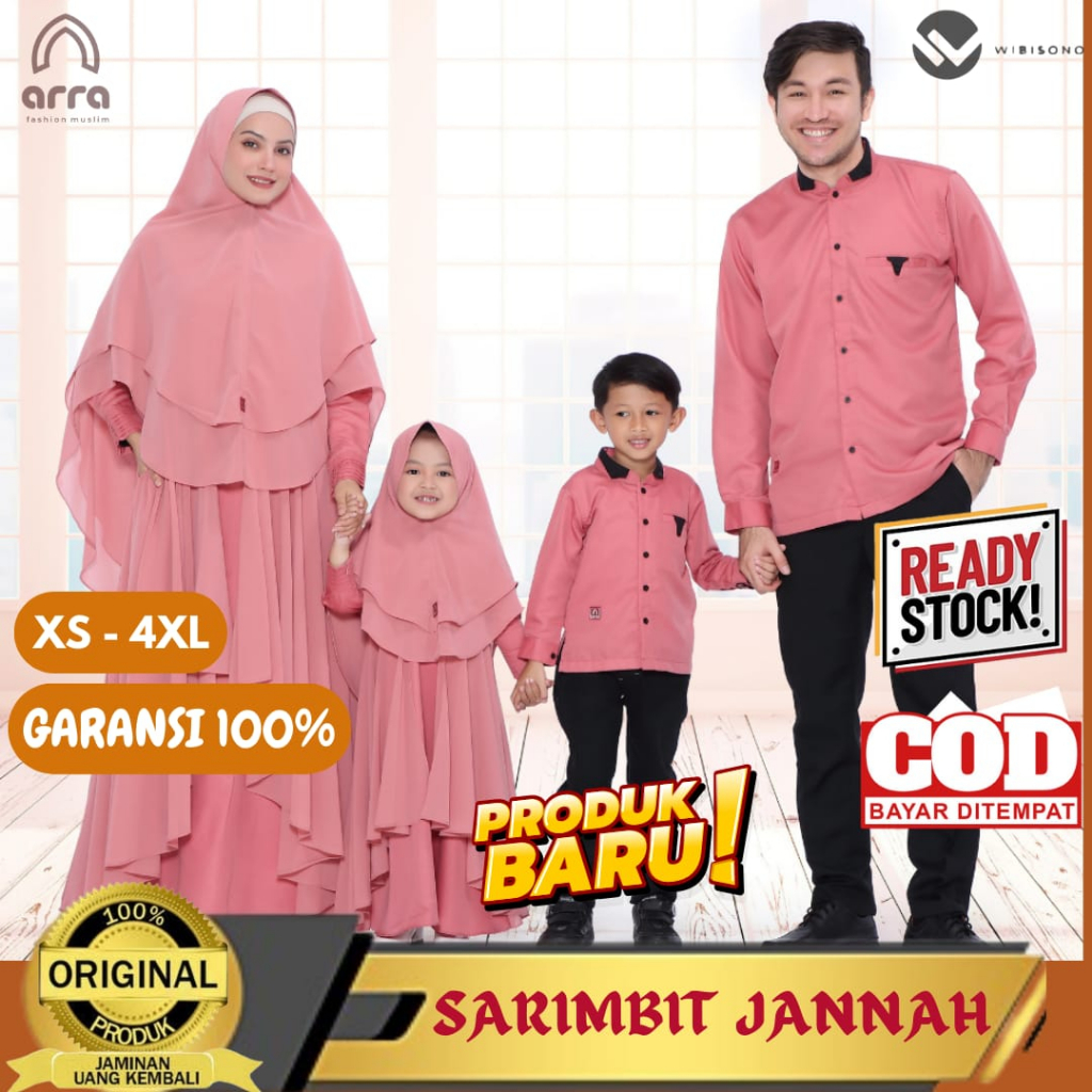 Sarimbit Keluarga 2023 Lebaran Arra Jannah Peach Baju Couple Keluarga Lebaran 2023