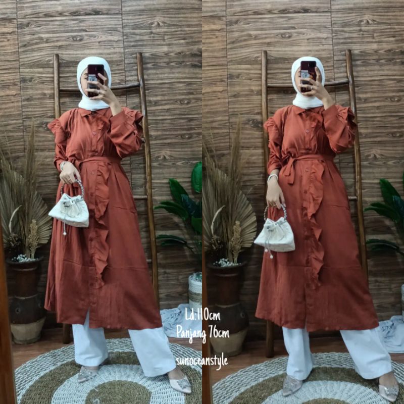 Tunik Amanda Pololinen Polos Terbaru Tunik Hijab Modis Kekinian