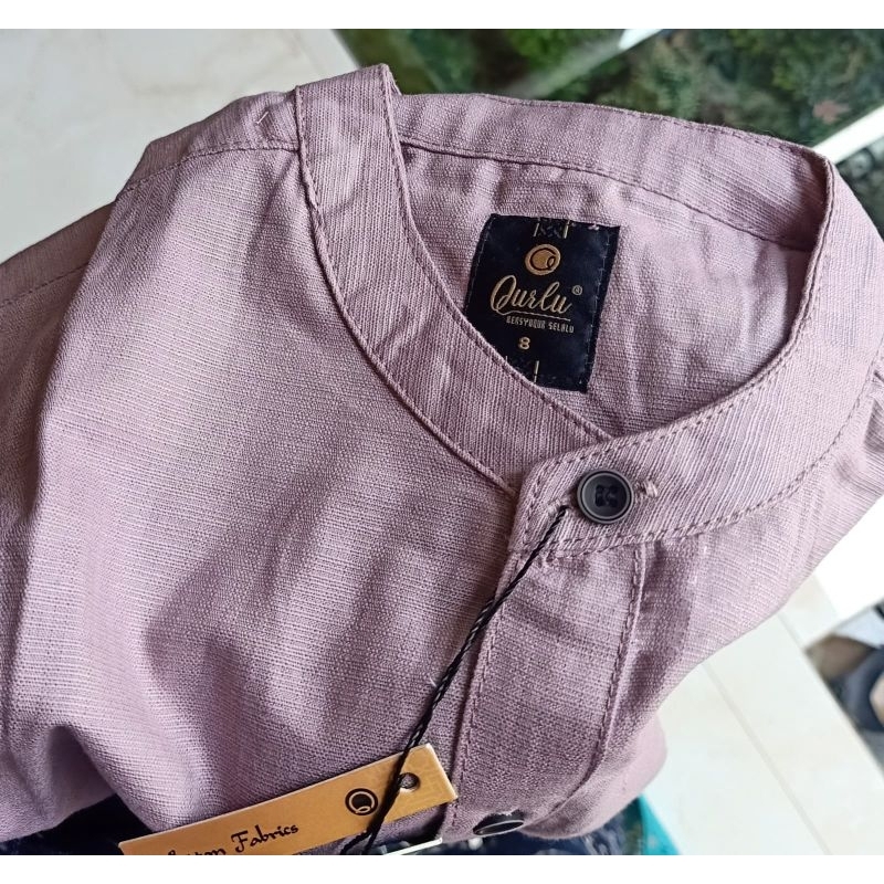 Qurlu - Kemeja Koko Dewasa/Anak warna NUDE PURPLE (baju couple ayah dan anak laki-laki) Baju Koko Pria