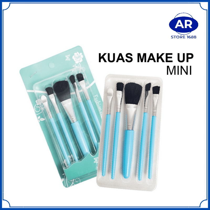 AR Kuas Make Up Set 5 IN 1 Mini Travel / Paket Kuas Make Up Brush Eye Shadow Foundation Blusher Tools Set