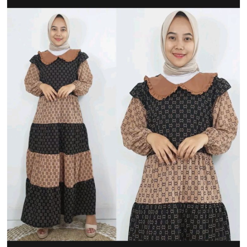 DRESS SAHARA MAXY GUCHI/ Gamis Maxy Sahara/ Gamis Kombinasi Warna