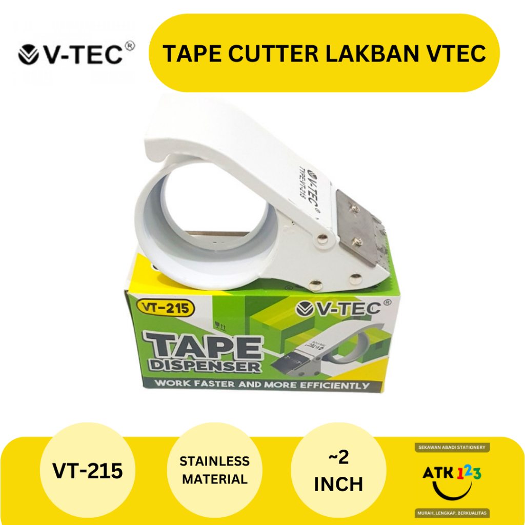 Tape Dispenser / Pemotong Lakban Merk V-Tec VT-215 Stainless