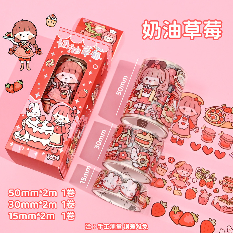 Stiker Roll Washi ( 3 Roll ) / Stiker roll Lucu Sweet