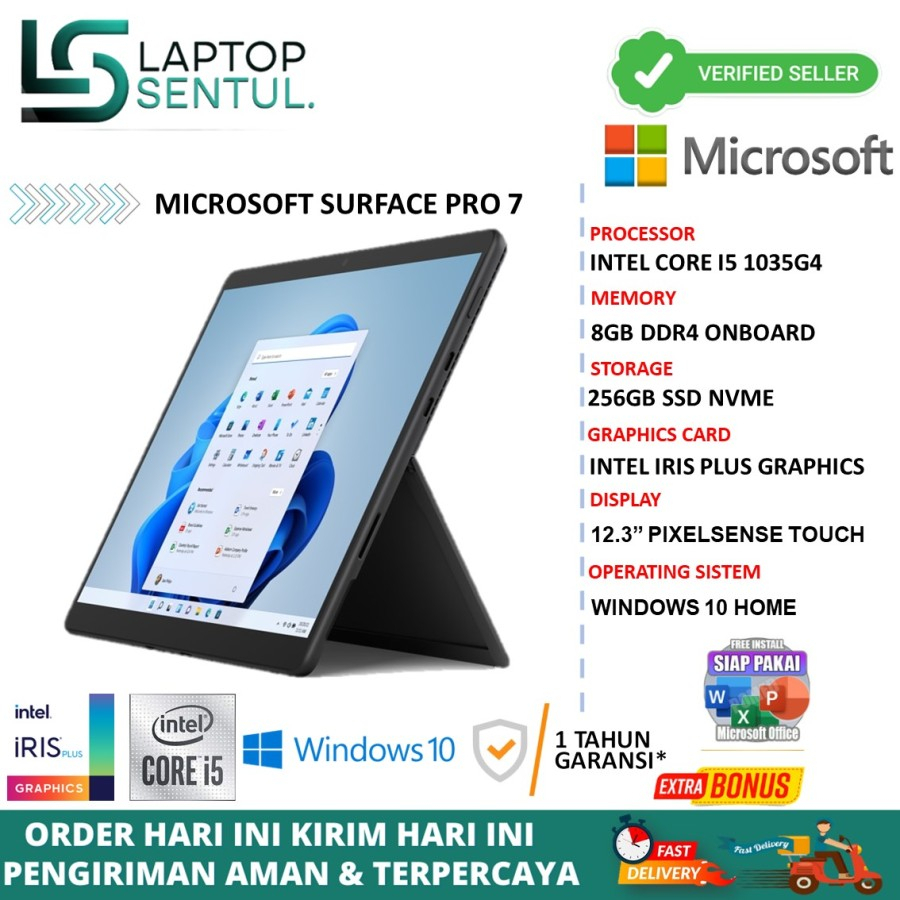 Microsoft Surface Pro 7 Intel i5 8GB RAM 256GB SSD PixelSense Touchscreen Windows 10 Original