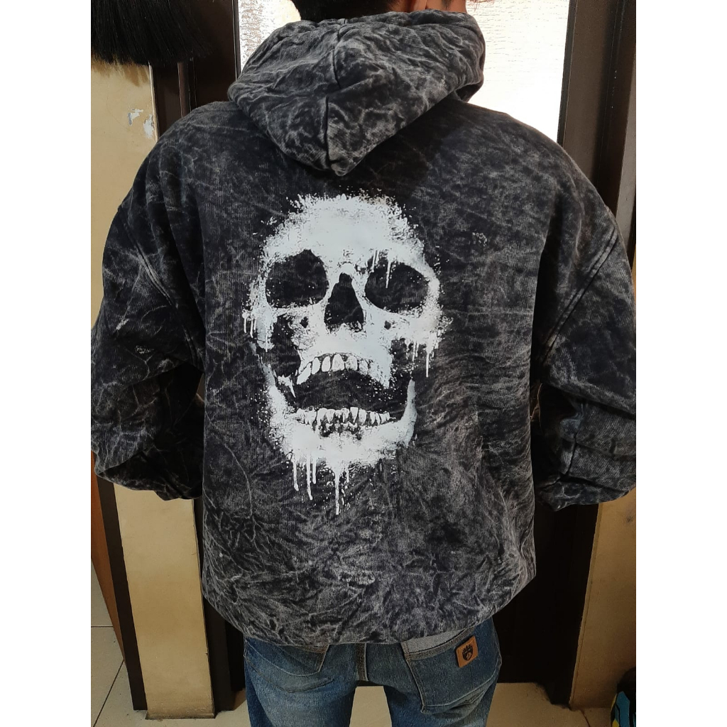 Hoodie Jumper Pria SandWash Washing Hoodie Tengkorak Metal Sweater font Metal wash  SANDWASH / Hoodie Pria / Hoodie Wanita Available M L XL Casual Good Brand Quality Premium