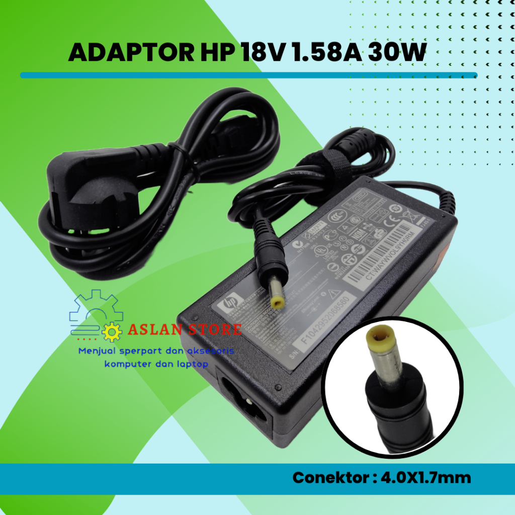 AC Adaptor 30W 19V 1.58A Pengisi Daya untuk HP Mini 110c-1000 1000 110-1000 493092-002 PA-1650-02H PPP018H