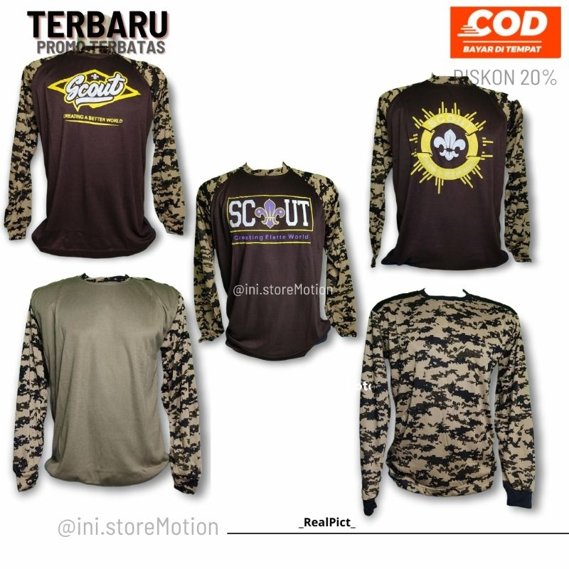 BAJU KAOS LORENG PRAMUKA SCOUT BAJU SCOUT LENGAN PANJANG
