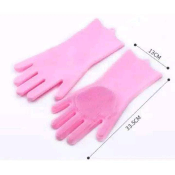 Sarung Tangan Cuci Piring Pembersih Korea Bulu Magic Karet Serbaguna Tahan Panas Reusable Silicone Dishwashing Gloves