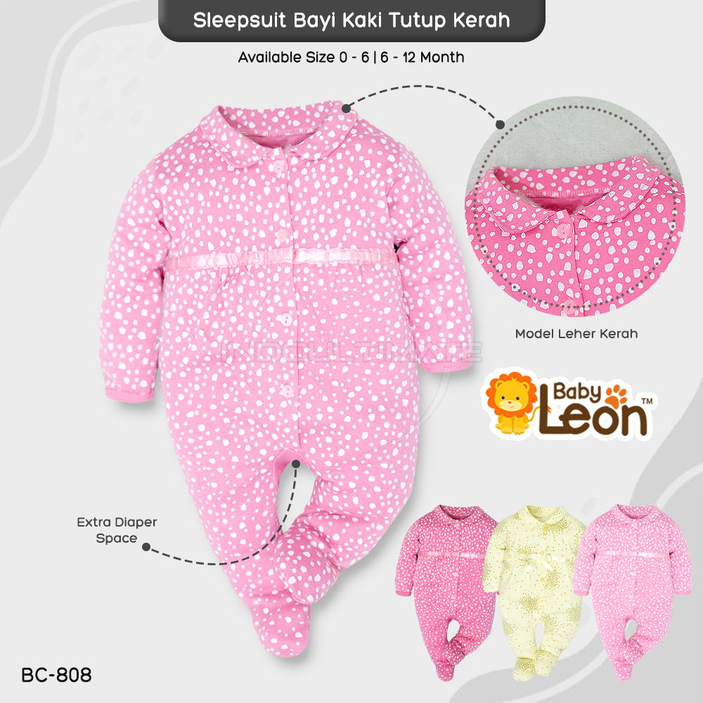 1 Pcs Jumpsuit Bayi Kaki Tutup Lengan Panjang Jumper Bayi Renda Kerut BABY LEON Jumper Bayi Perempuan Newborn BC-808 BC-806 BC-807 Baju Bayi Perempuan Baby Sleepsuit Baju Tidur Bayi Jumpsuit Panjang Kaki Tutup Pakaian Bayi