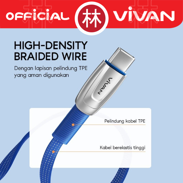 Vivan BTK-CS Kabel Data Cable Type C USB-C Fast Charging 3A 1M New BTK-C