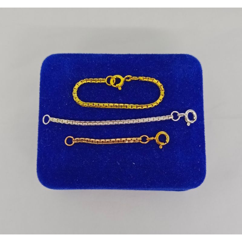 rantai penyambung model itali santa &amp; nori ukir sedang/ rantai exstension / rantai connector / rantai penyambung perak asli silver 925 lapis emas