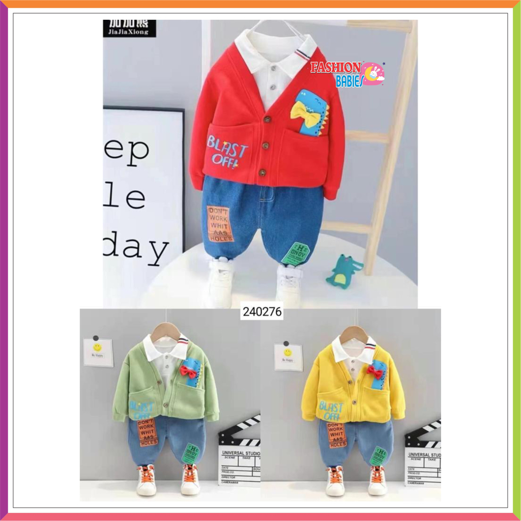 SJ SETELAN CELANA JEANS IMPORT 3IN1 | ATASAN + CELANA + OUTER 1-5 TAHUN BOY ❤ Fashionbabies ❤