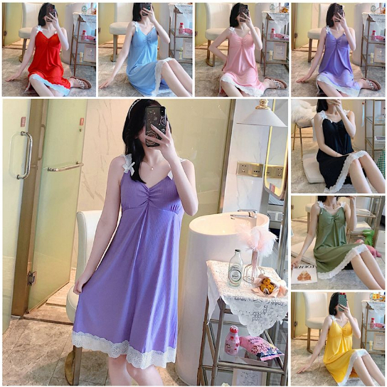 WJ1517 Dress Sling Wanita Daster Baju Tidur Import