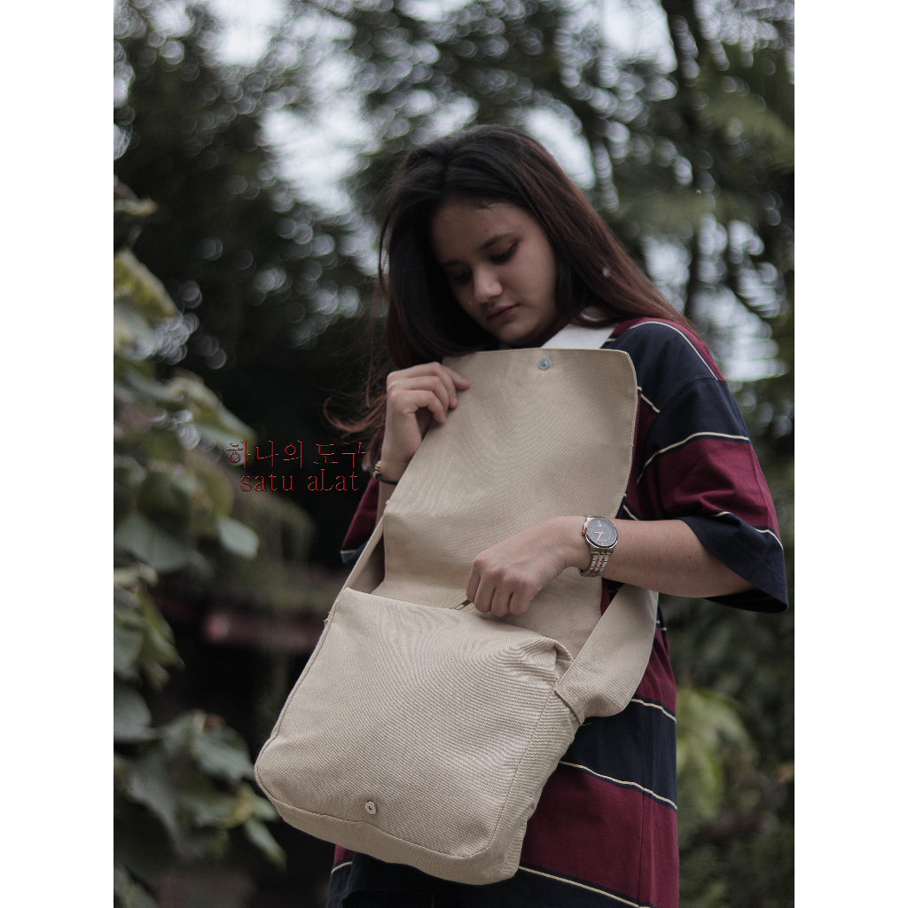 SATU ALAT Tas Selempang Tali Lebar PARIS 100% Canvas Premium Tebal Tas Kanvas