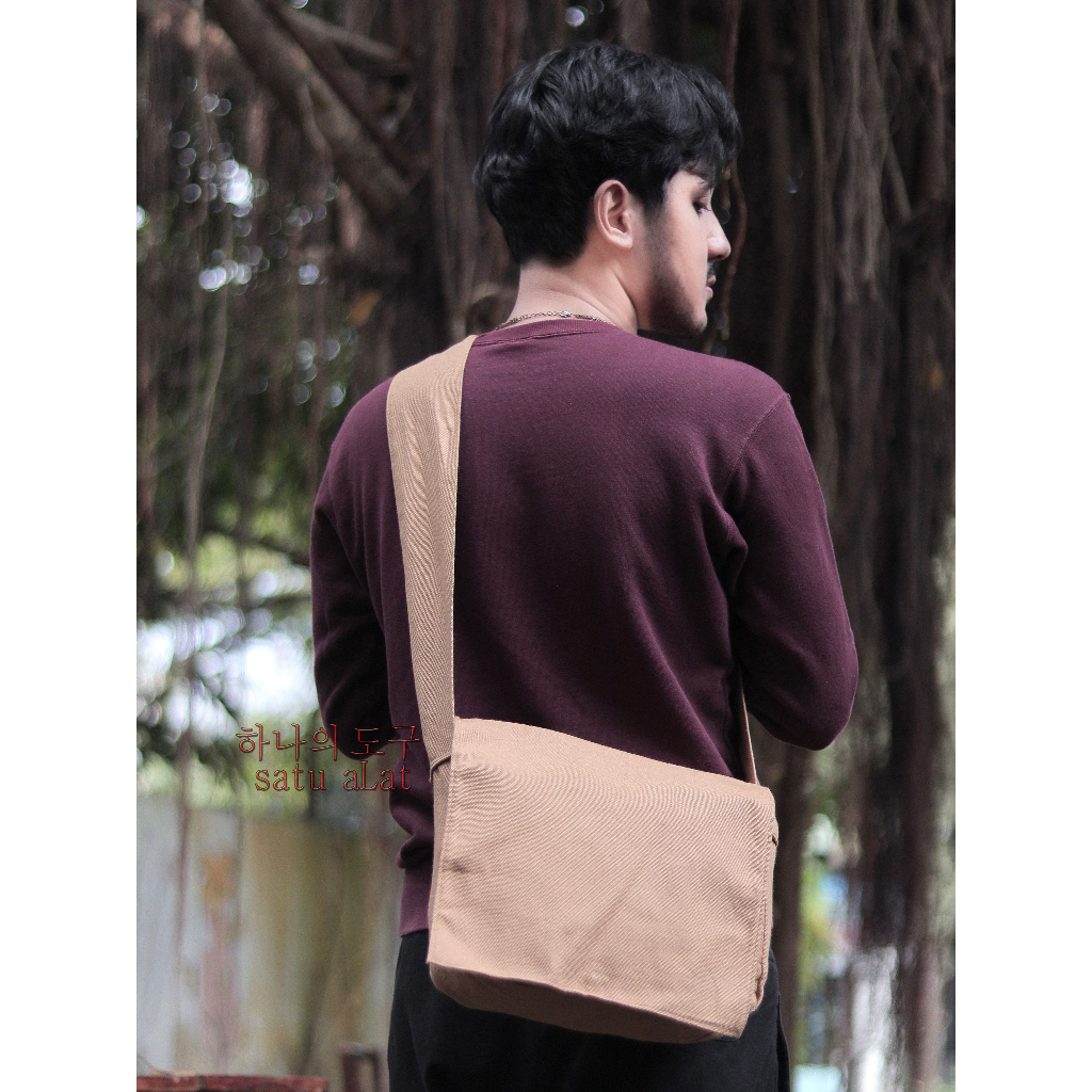 SATU ALAT Tas Selempang Tali Lebar PARIS 100% Canvas Premium Tebal Tas Kanvas