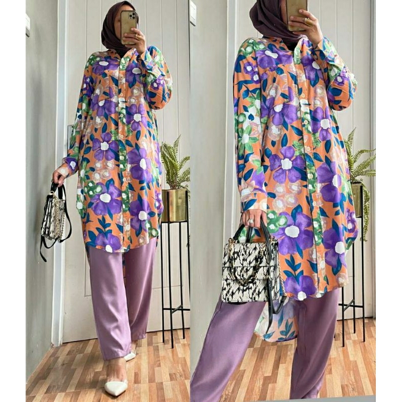 Bianca Set, SETELAN TUNIK + CELANA CANTIK MODIS FIT XL LD 116 TERMURAH OOTD KEKINIAN TERLARIS