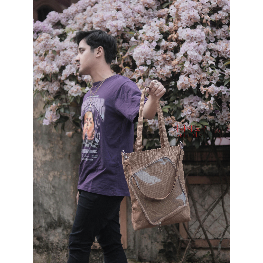 SATU ALAT Tas Selempang + Tote Bag HARANA TRANSPARAN 100% Canvas Premium Tebal Tas Kanvas