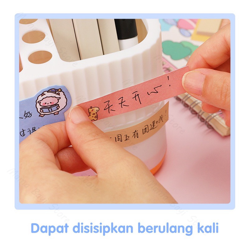 Sticky Notes 4 Baris /Sticky Note/ Kertas Tempel Cute Animal 4 Line Memo Stick Papernote Korean