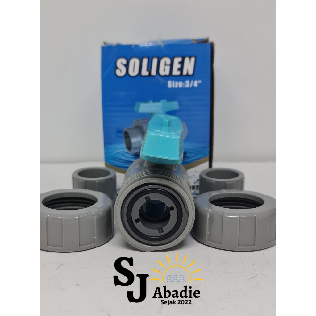 (2 PCS) Ball Valve  Stop Keran Kran Air Water Mur SOLIGEN CN002 1/2 - 3/4 - 1 Inch (Bisa dibuka) | SJ ABADIE |