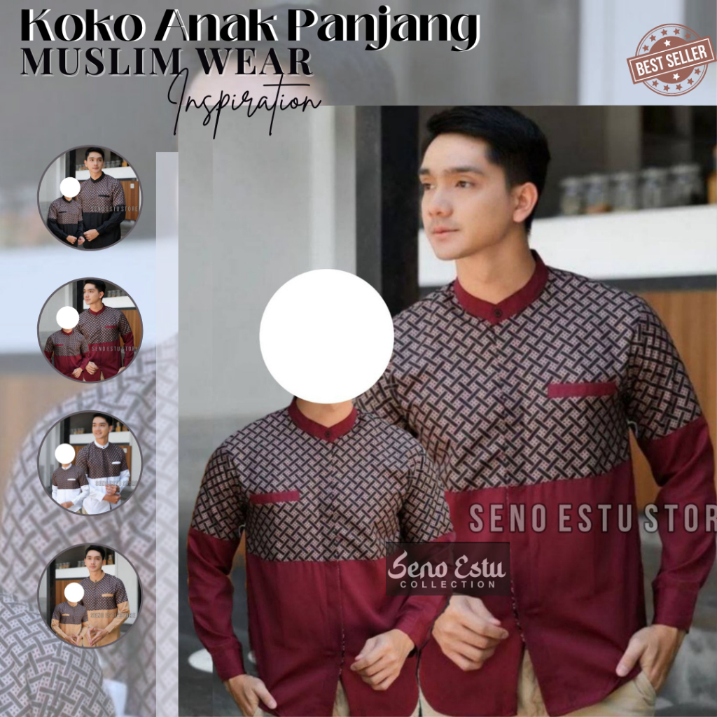 Baju koko dewasa terbaru warna sage abu Matt catton