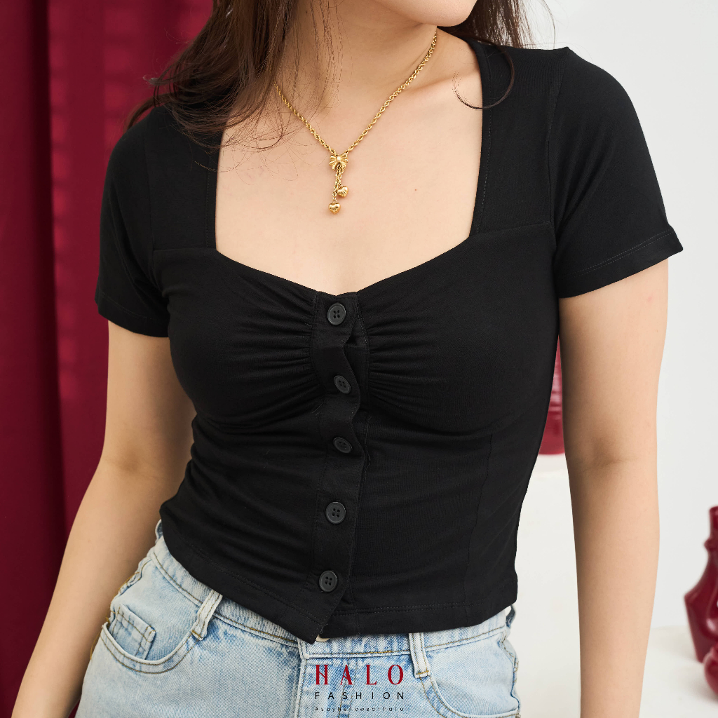 [HaloFashion] Sierra Sexy Crop Top Basic Top Korean Fashion