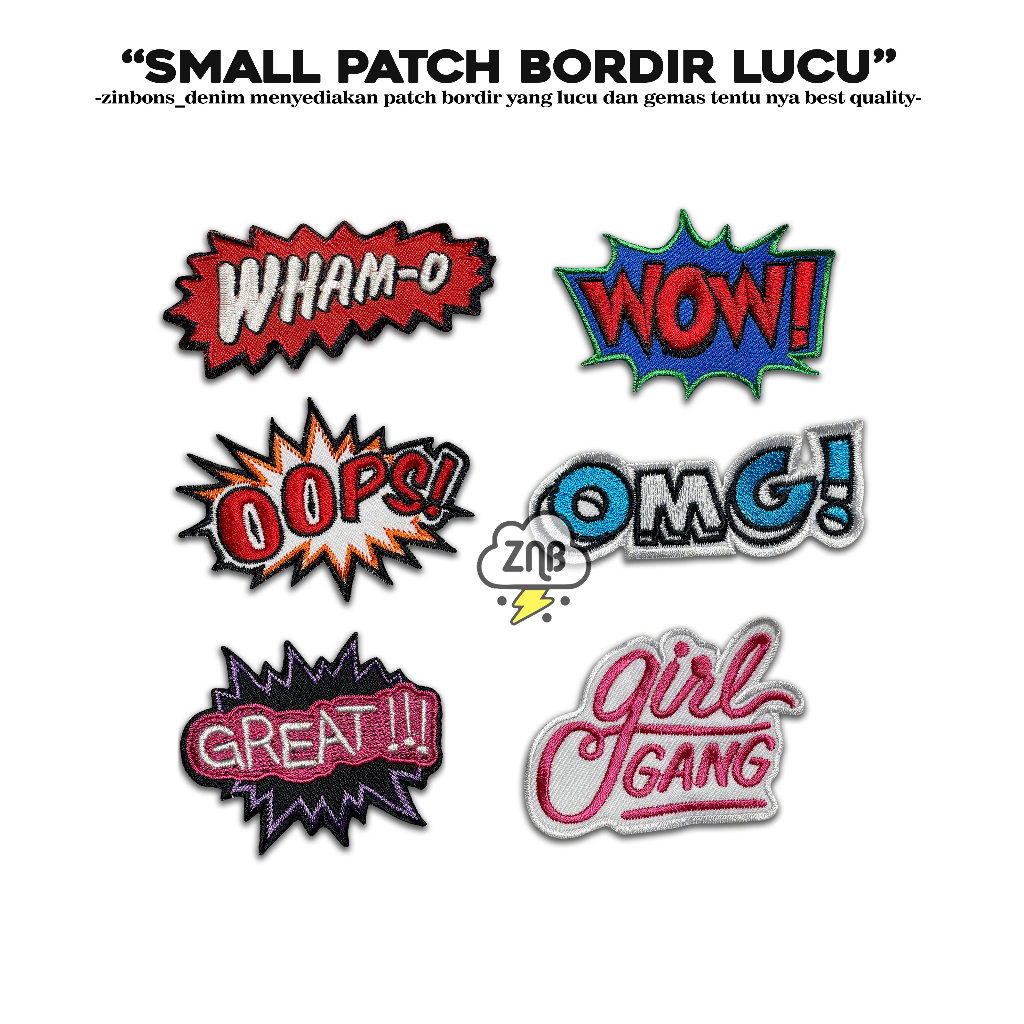 Patch Bordir Karakter dan Lucu Patch Tulisan Tempelan Jahit Best Quality