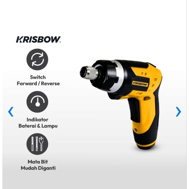 KRISBOW MESIN BOR OBENG NIRKABEL DENGAN LAMPU 3.6V / CORDLESS SCREWDRIVER LAMP CHARGER 1500 mAh