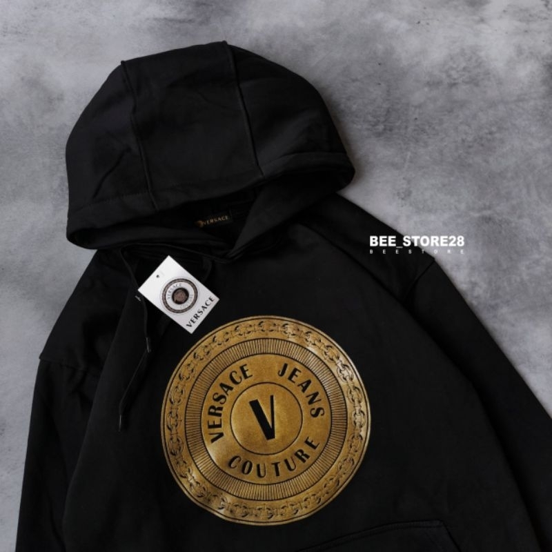 SWEATER HOODIE VERSACE HITAM GOLD PREMIUM AUTHENTIC