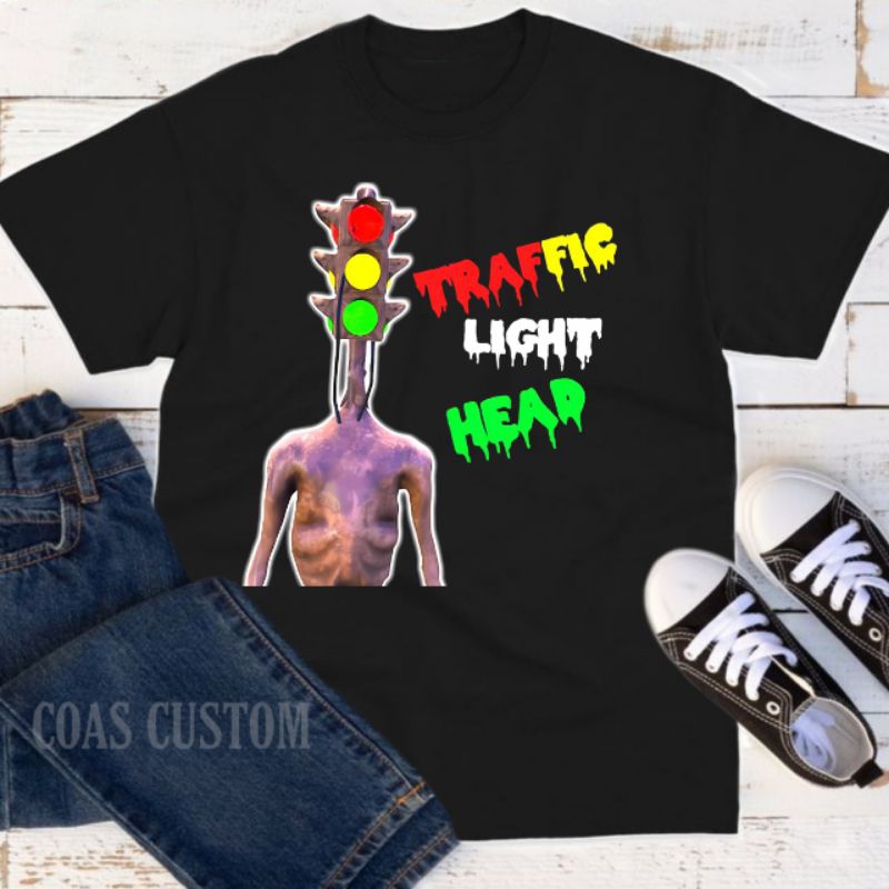 Kaos siren head traffic light head baju anak free cetak nama