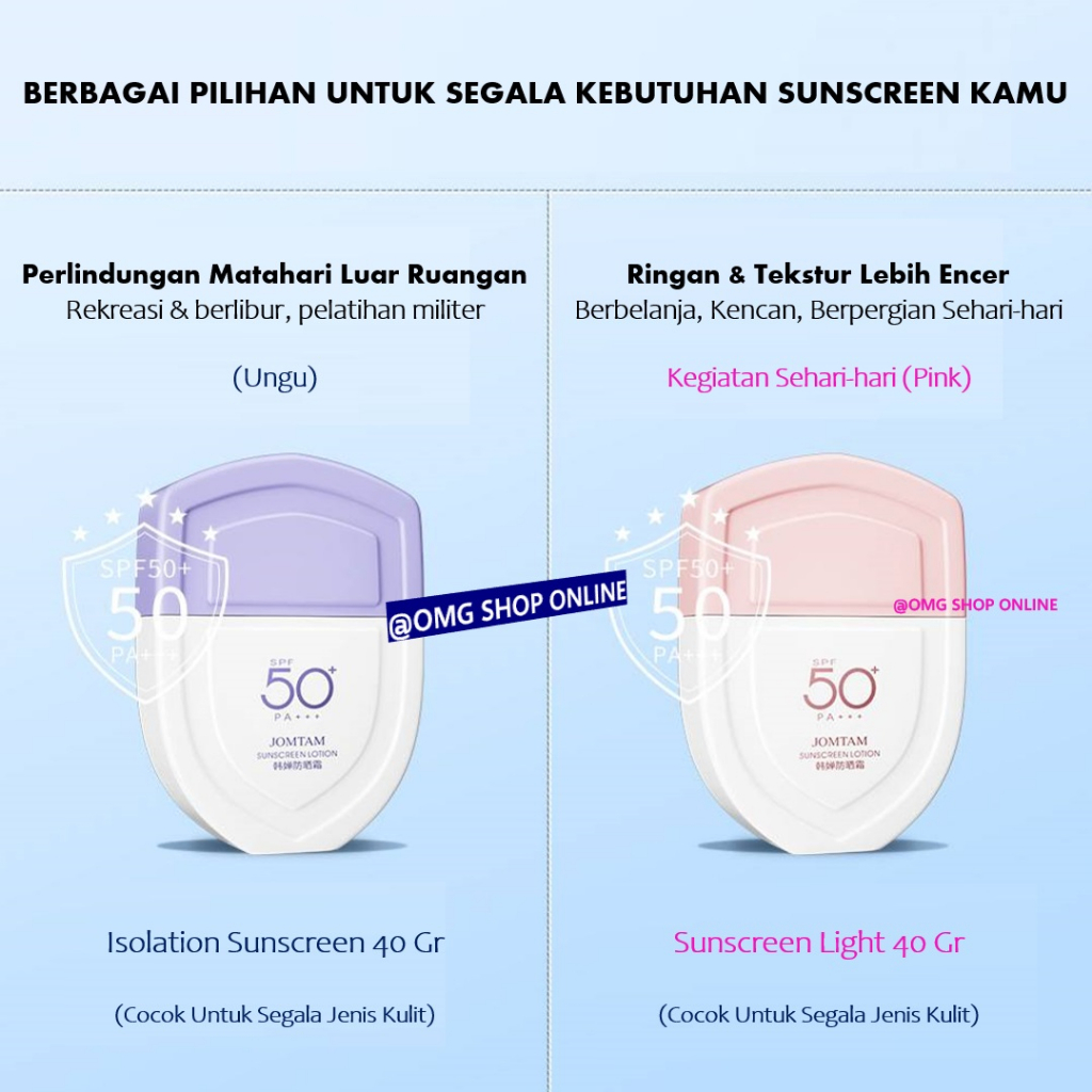 TERMURAH - Tahan 12 Jam Sunscreen Lotion SPF 50 PA++ Pemutih Kulit Seluruh Tubuh Jomtam Whitening Anti UV Sunblock Wajah Untuk Skin Barrier Rusak 40 Gr / Sun Battle Sun Protection Glowing Protection Body Cream Pemutih Badan Pemutih Ketiak dan Selangkangan