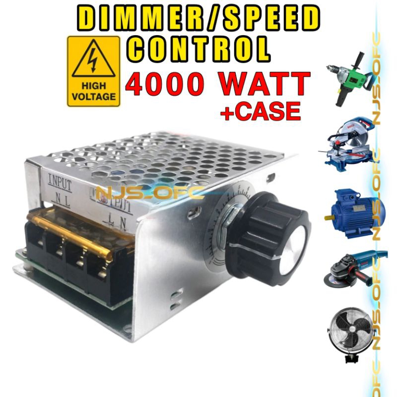 With Case SCR 220V AC 4000Watt Dimmer Speed Controller Motor Dinamo Gerinda bor