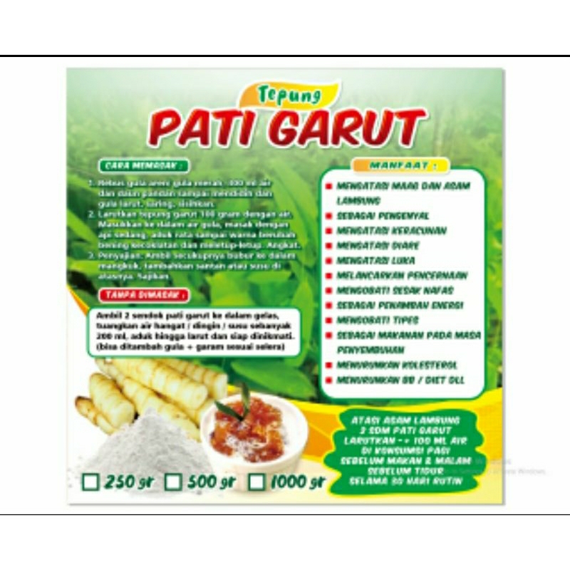 

stiker label kemasan pati garut
