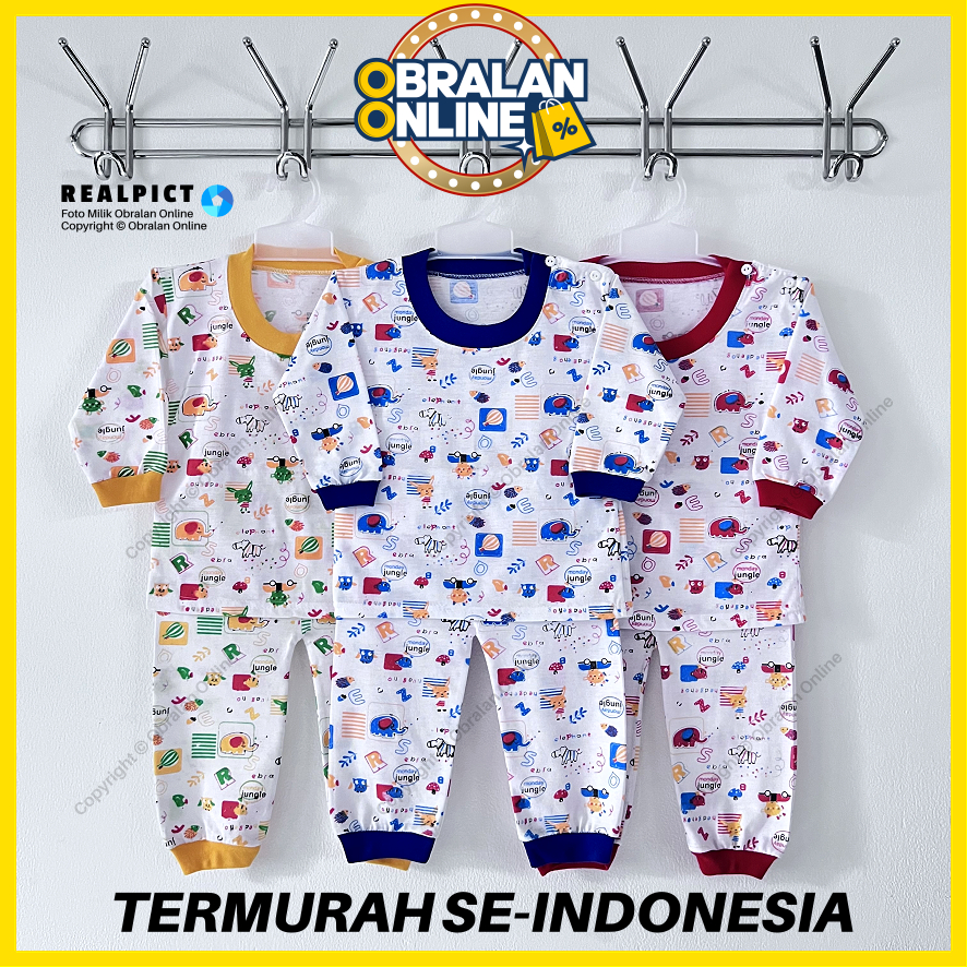 [SPY-RF26] OBRALAN ONLINE, Setelan Baju Bayi 3 - 12 Bulan, RED FOREST Monday Jungle DP, Kaos Piyama 