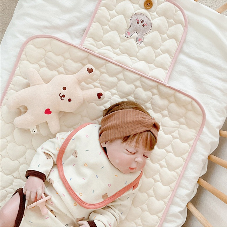 BIANCA - BEAR SERIES Alas Perlak Bayi Praktis Bahan Waterproof Mudah Dilipat