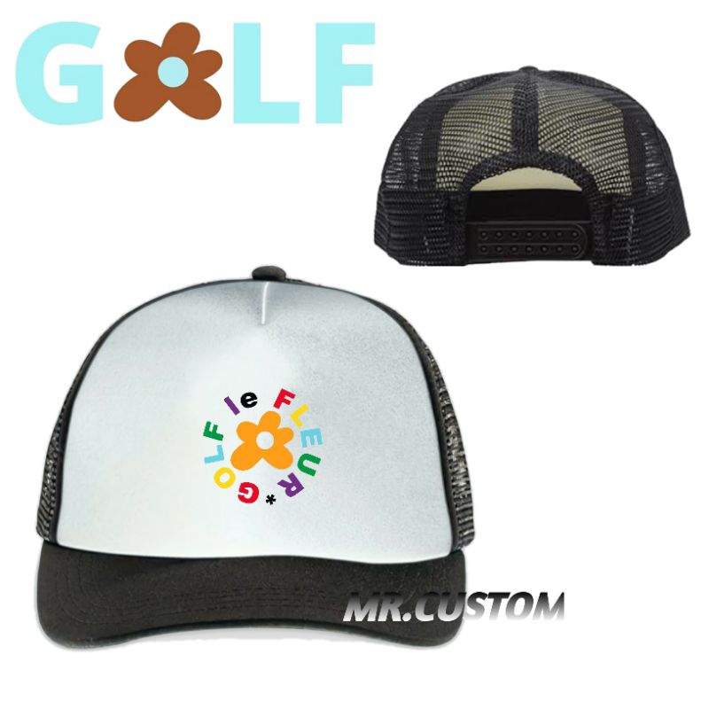 Topi trucker premium/Topi jaring fashion/Topi outdoor pria dan wanita GOLF LOGO WANG