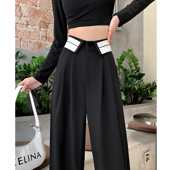 XIAOZHAINV Celana Wanita Korean Style Highwaist Straight 0734/Celana Kantor Formal