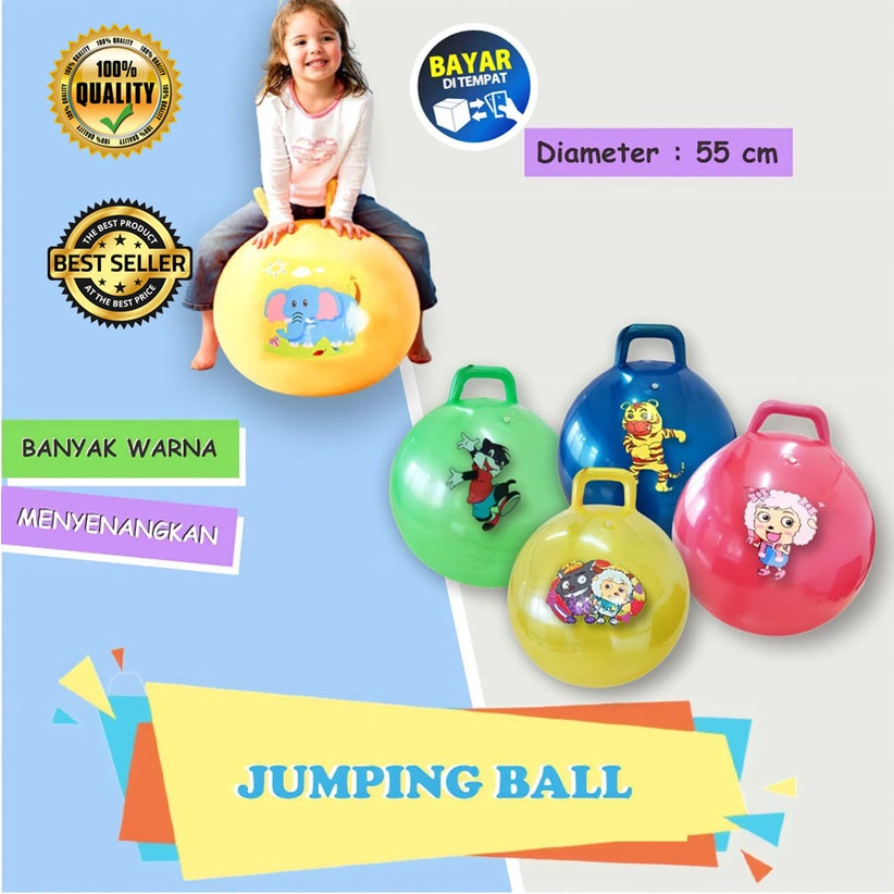 Mainan Anak Bola Jumping / Jumping Ball Bulat 55 CM / Bola Duduk Karakter / Hopball Anak SNI