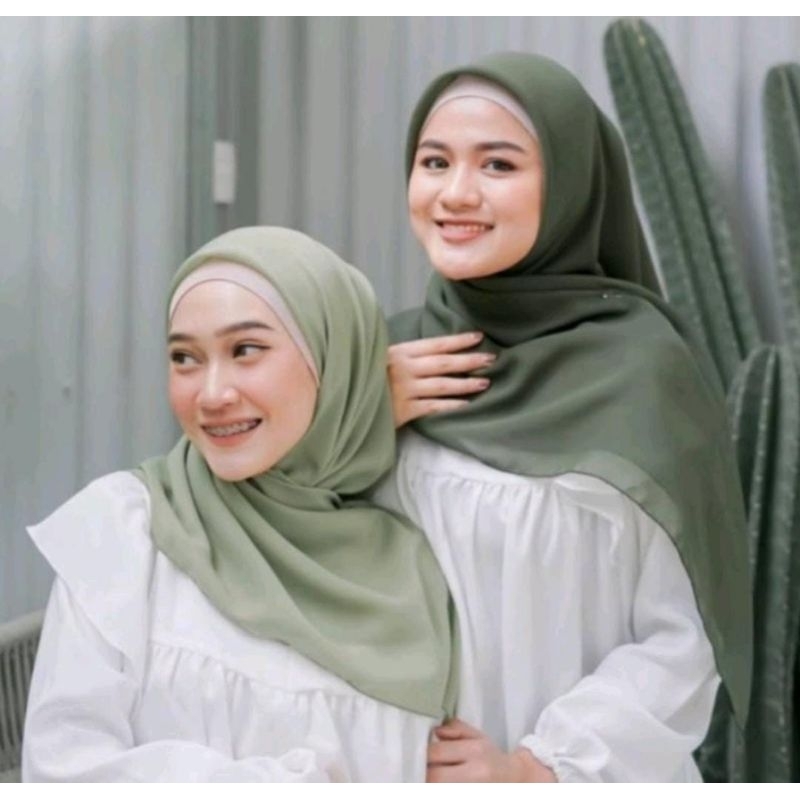 HIJAB SEGI EMPAT BELLA SQUARE SAGE GREEN //murah