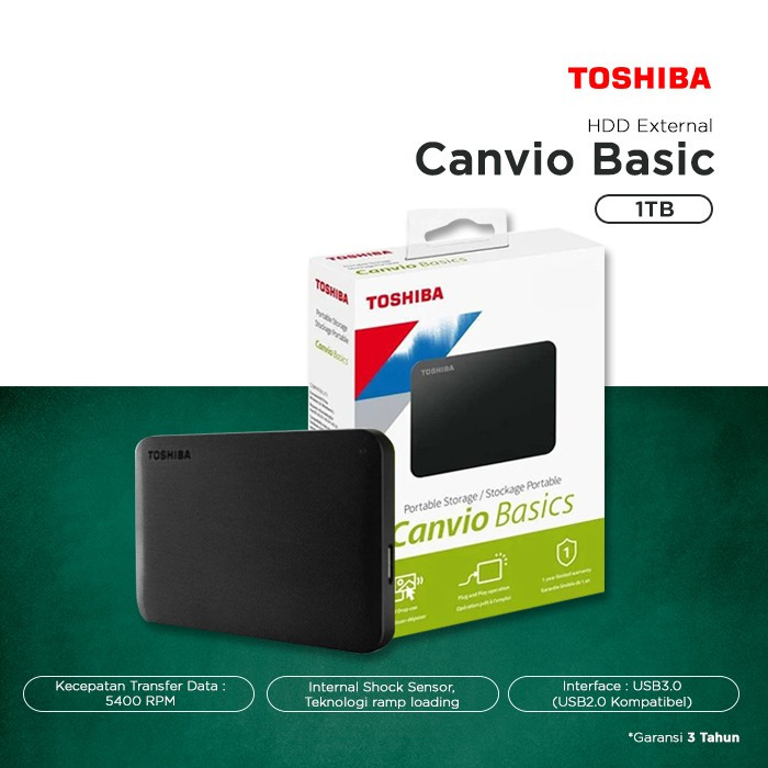 Hardisk External Toshiba 1TB Canvio Basics USB 3.0