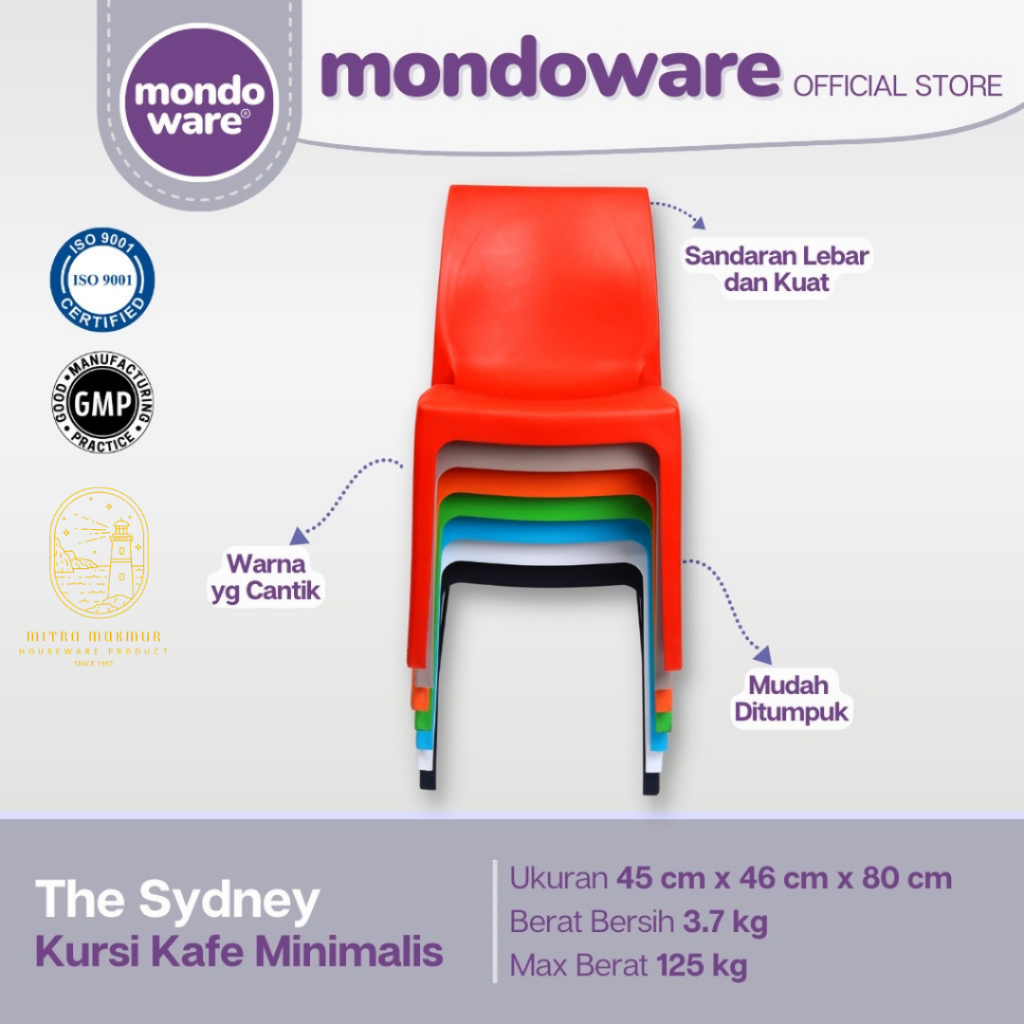 SALE!! MONDOWARE KURSI KAFE PREMIUM MINIMALIS SYDNEY CHAIR KURSI PLASTIK R151