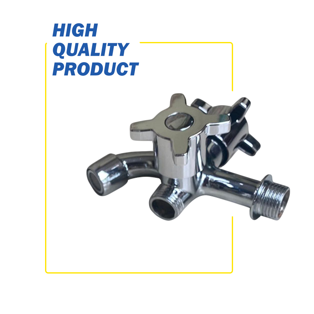 KRAN Shower Cabang Anti Karat / Keran Air Double / Kran Shower Chrome / Kran Air 2 Lubang 2 Valve Berbeda / Kran Shower Drat 1/2"