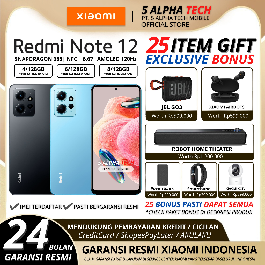 XIAOMI REDMI NOTE 12 NFC 8/256GB 8/128GB 6/128GB 4/128GB GARANSI RESMI XIAOMI