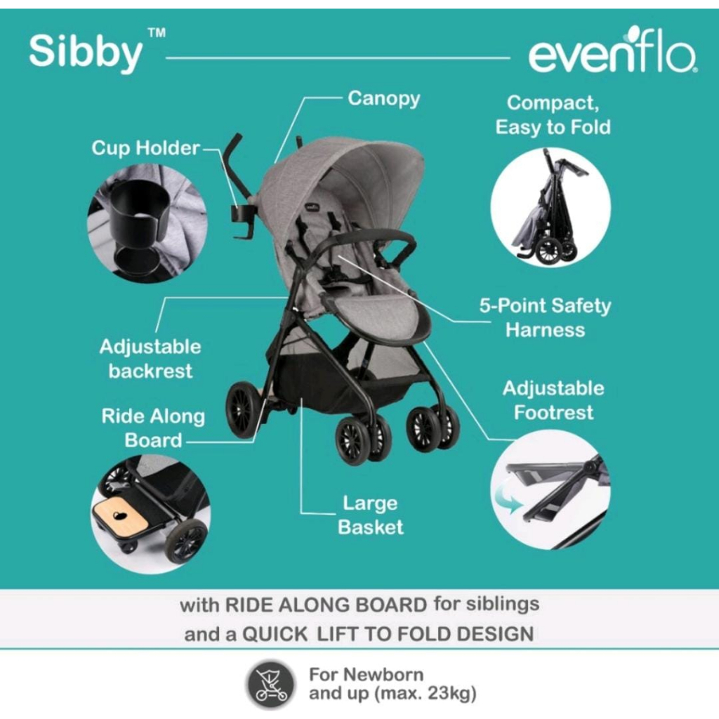 Cocolatte Stroller Evenflo Sibby G 0316 - Kereta Dorong Anak B/SEVG0316