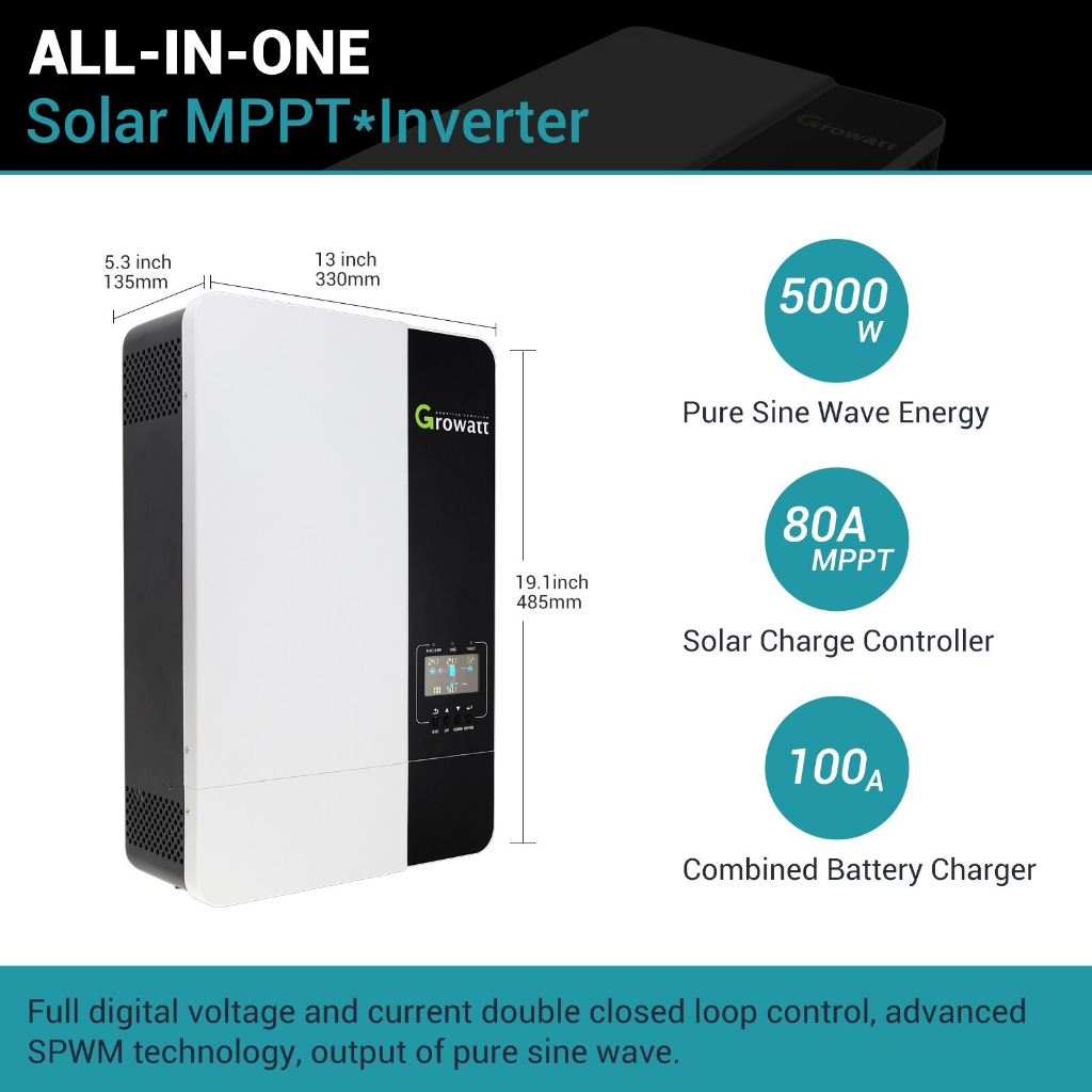 Growatt 5000W / 5000VA Off-Grid Storage Inverter SPF 5000 ES + WiFi