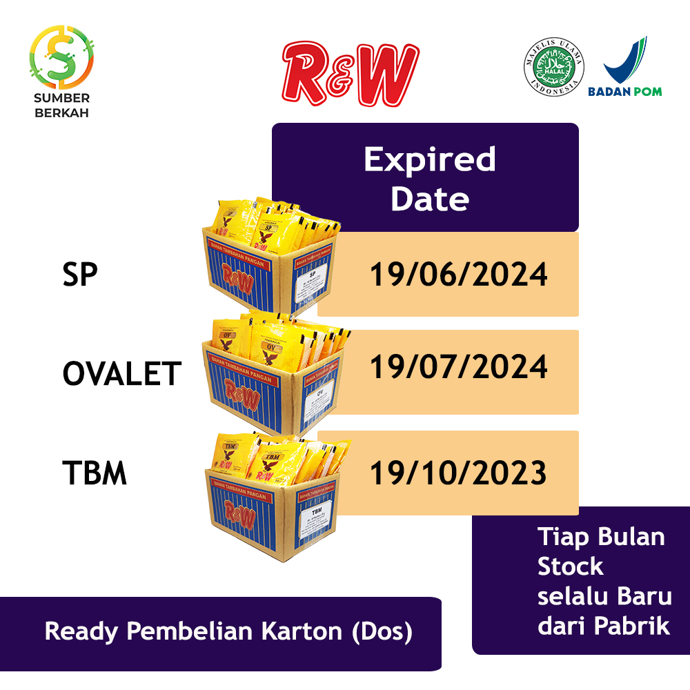 Emulsifier SP Ovalet TBM Pengemulsi Pelembut Pengembang Kue Roti Rajawali R&amp;W RW 1 Kg Dus Dos 25 gr isi 40 sachet
