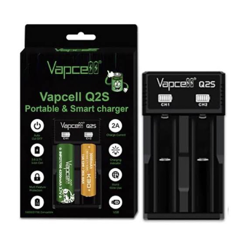 Charger baterai 18650 vapcell q2s authentic