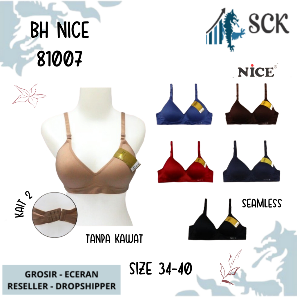 BH NICE 81007 Busa Tipis Tanpa Kawat / BH Wanita Busa Tipis Soft KAWAT / Pakaian Dalam Wanita - sckmenwear GROSIR