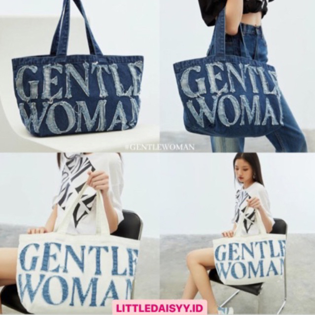 GENTLEWOMAN DENIM TOTE BAG BAHAN DENIM VIRAL BANGKOK / SHOULDER BAG WANITA IMPORT / TAS FASHION WANITA TAS KULIAH TAS KERJA