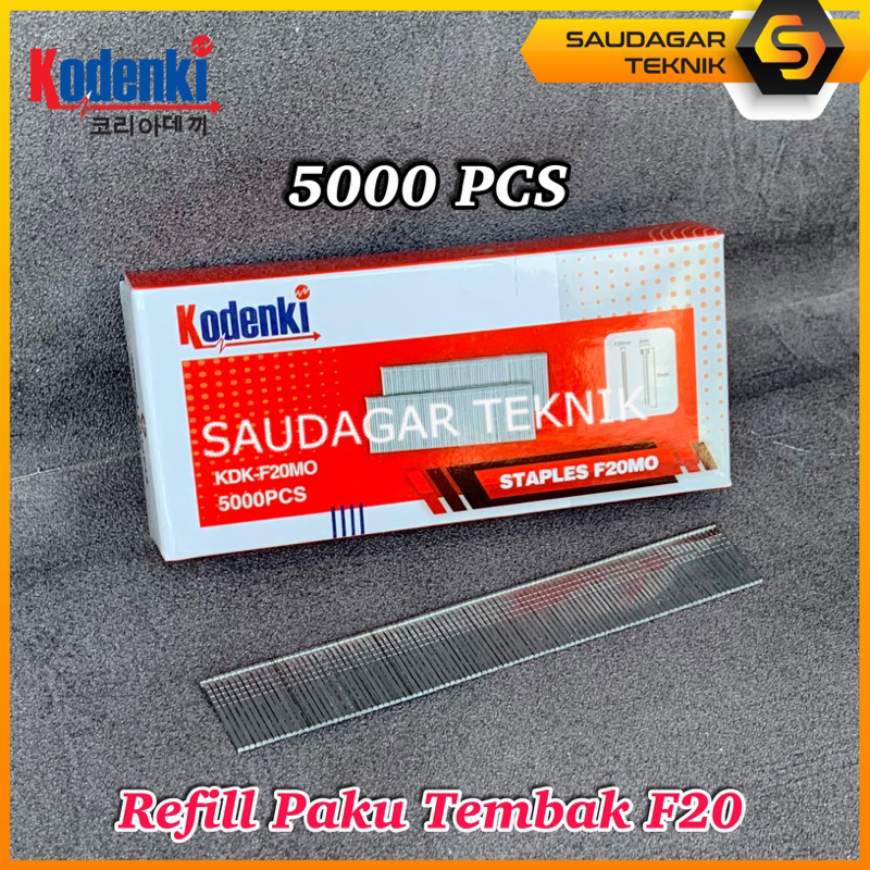 KODENKI Isi Staples Paku Tembak F20 Model Lurus Refill Mesin Staples Paku Tembak Angin Stapler Gun F 20