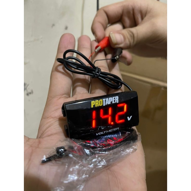 Voltmeter aki motor pnp 2 kabel led Merah waterproff universal